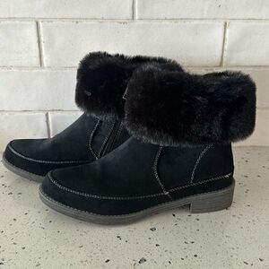 Propet Tabitha Women's Black Faux Suede & Fur Casual Zipper Ankle Boots Size 7.5